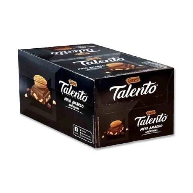 Chocolate Garoto Talento Meio Amargo Amêndoas 12un